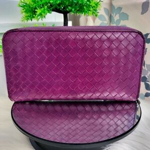 BOTTEGA VENETA Intrecciato Zip Around Long Wallet Genuine Leather
